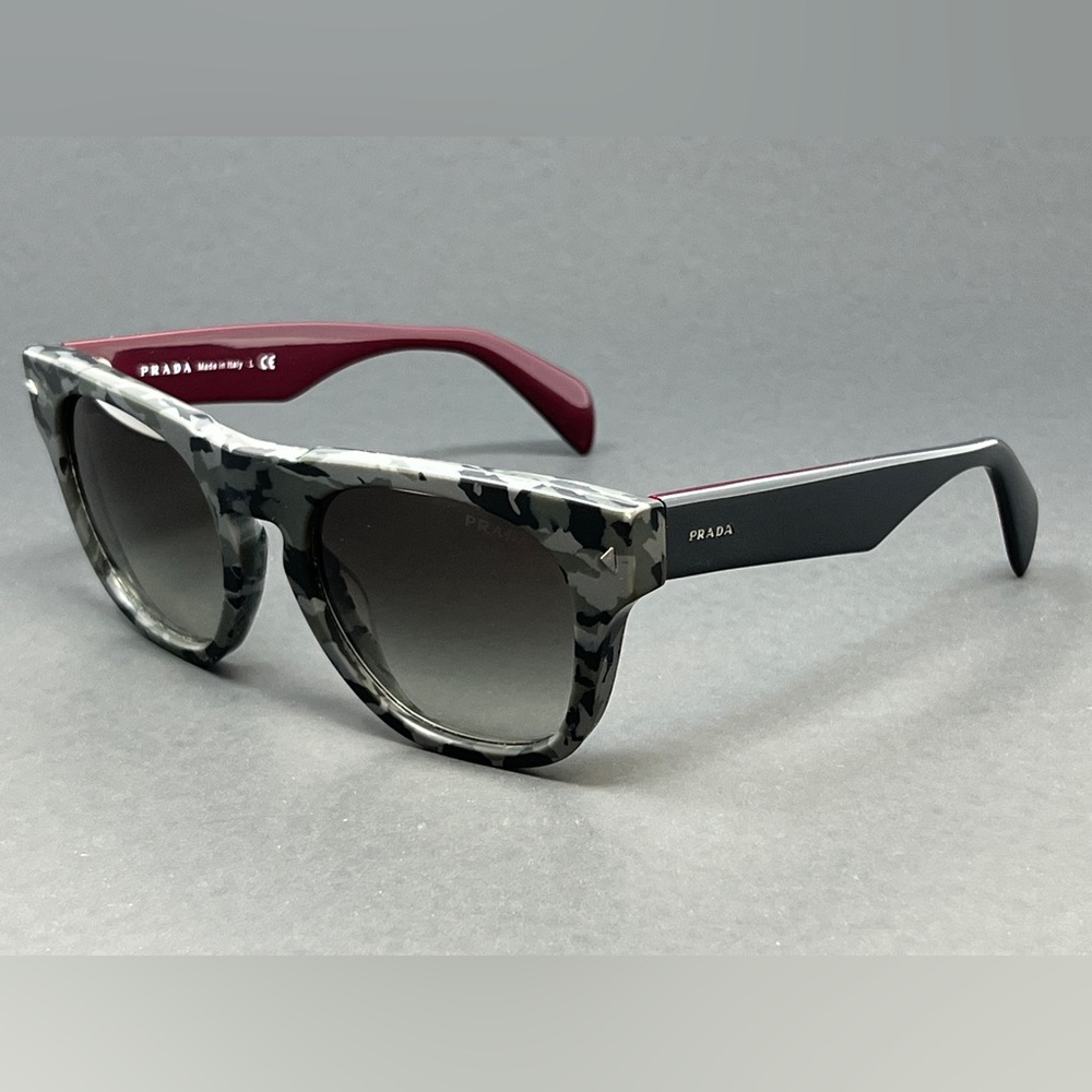 Prada PR05Q-DHP0A7 Black Gray Marble 52mm Square Unisex Sunglasses Italy